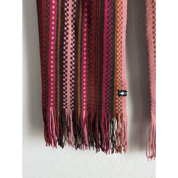 Smartwool Women Striped Wool Scarf Fringe Meadow Line‎ Canyon Rose Pink Size OS - Picture 11 of 12
